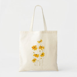 waterverf van oranje kosmosbloem tote bag