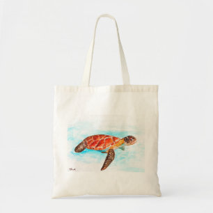 waterverf van Oranje zeeen schildpad zee Tote Bag