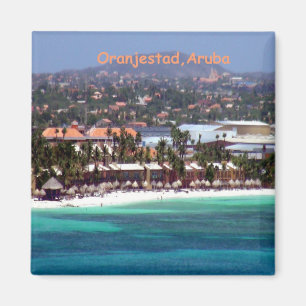 Waterverf van Oranjestad, Aruba Magneet