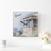 Waterverf van oude sites in Athene, Griekenland  Vierkante Klok (Huis)