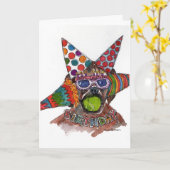 waterverf van overgedecoreerde Verjaardagsbokser Kaart (Gele Bloem)