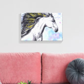 Waterverf van paarden en inktpaarden canvas afdruk (Insitu (Woonkamer))