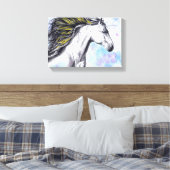 Waterverf van paarden en inktpaarden canvas afdruk (Insitu (Slaapkamer))