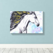 Waterverf van paarden en inktpaarden canvas afdruk (Insitu (Houten vloer))