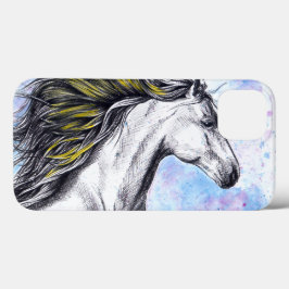 Waterverf van paarden en inktpaarden iPhone 13 hoesje