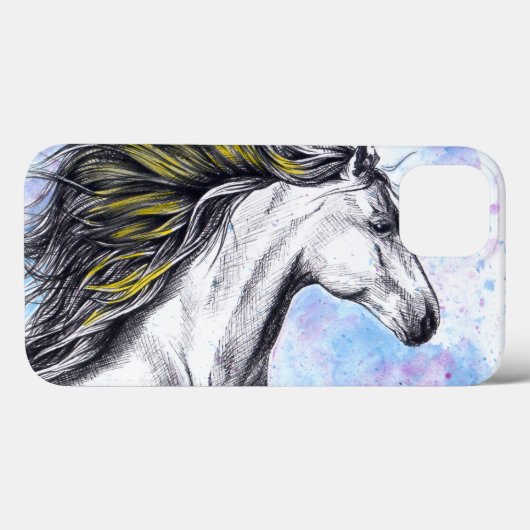 Waterverf van paarden en inktpaarden Case-Mate iPhone case (Achterkant (horizontaal))