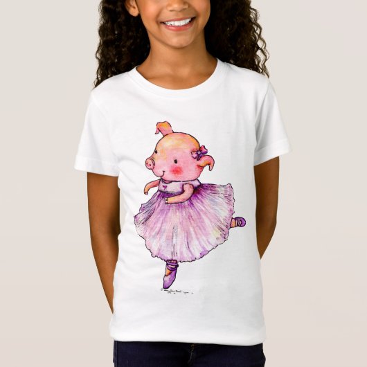 Waterverf van paardenvarkensballerina t-shirt (Voorkant)
