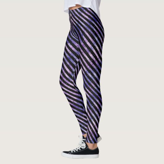Waterverf van Paarse afgeveerde rieste Leggings (Links)