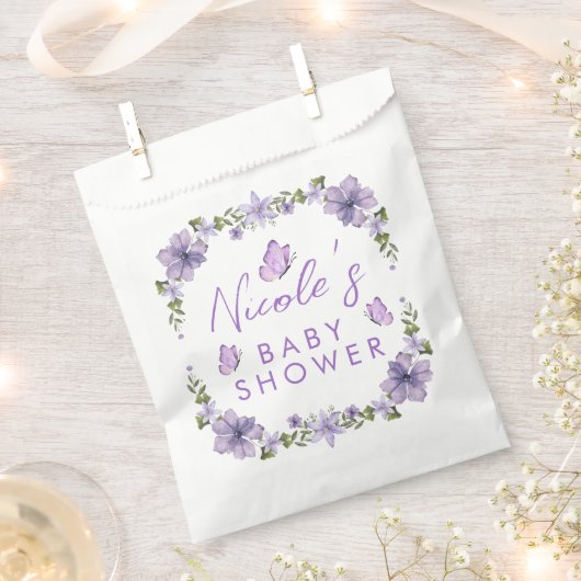 Waterverf van Paarse Butterflies Wilde Baby Show Bedankzakje (Geknipt)