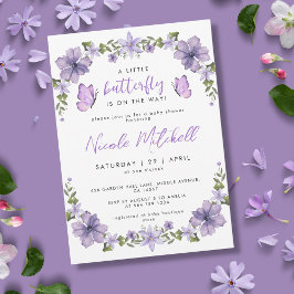 Waterverf van Paarse Butterflies Wilde Baby Show Kaart
