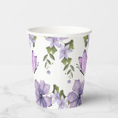 Waterverf van Paarse Butterflies Wilde bloem Papieren Bekers (Rechts)
