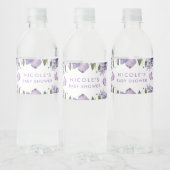 Waterverf van Paarse Butterflies Wilde bloem Waterfles Etiket (Flessen)