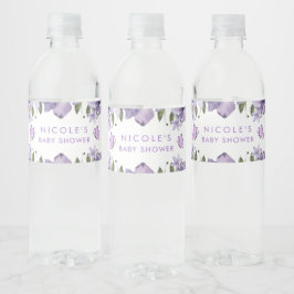 Waterverf van Paarse Butterflies Wilde bloem Waterfles Etiket