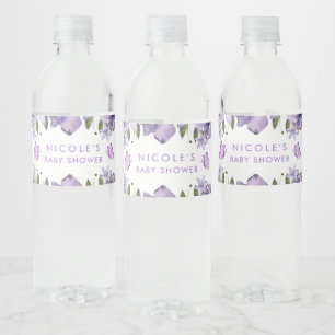 Waterverf van Paarse Butterflies Wilde bloem Waterfles Etiket