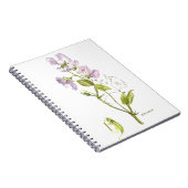 Waterverf van Paarse en groene zoete erwten Notitieboek (Rechterzijde)