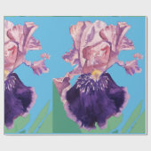 Waterverf van Paarse Iris-irisbloemen  Wrappen Wra Cadeaupapier (Vlak)
