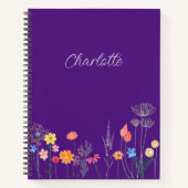 waterverf van Paarse tuinbloem Spiral Notitieboek (Voorkant)