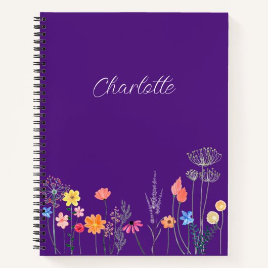 waterverf van Paarse tuinbloem Spiral Notitieboek (Voorkant)