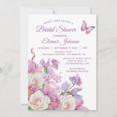 Waterverf van Paarse vlinder Floral Vrijgezellenfe Kaart (Voorkant)