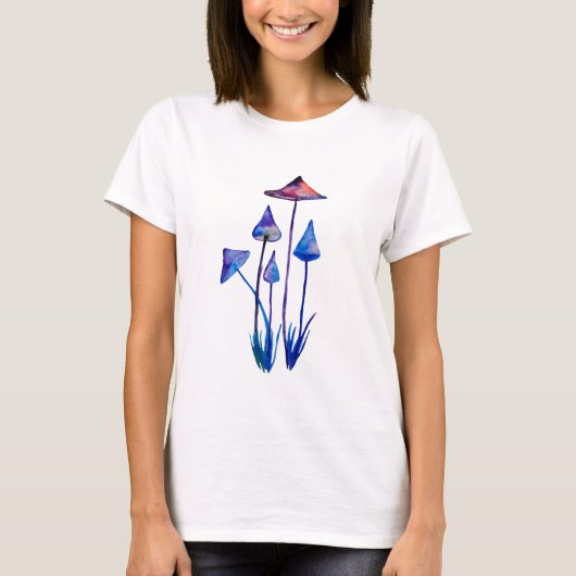 Waterverf van paddenstoelen ArtBasic T-Shirt, Whit T-shirt (Voorkant)