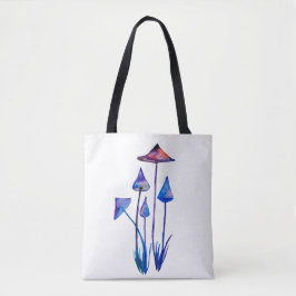 Waterverf van paddenstoelen Kunstronde badge Tote Bag