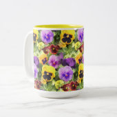 Waterverf van Pansies Tweekleurige Koffiemok (Voorkant links)
