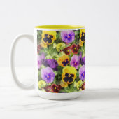 Waterverf van Pansies Tweekleurige Koffiemok (Links)