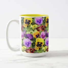 Waterverf van Pansies Tweekleurige Koffiemok