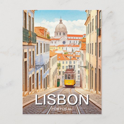 Waterverf van Pantheon Alfama in Lissabon Briefkaart (Voorkant)