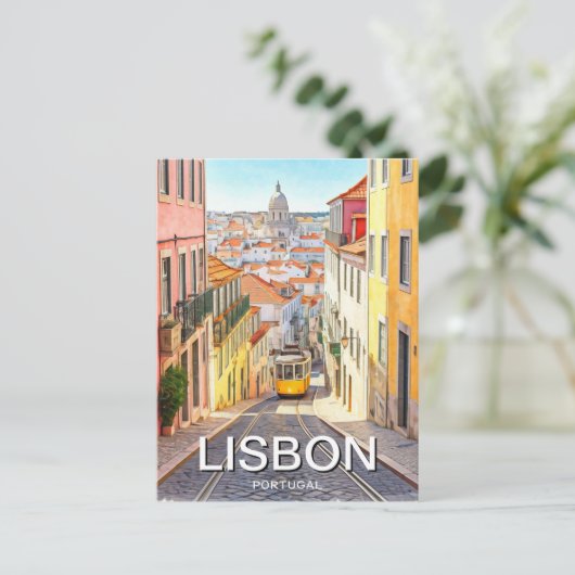 Waterverf van Pantheon Alfama in Lissabon Briefkaart (Staand voorkant)