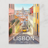 Waterverf van Pantheon Alfama in Lissabon Briefkaart (Voorkant)