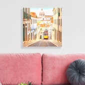 Waterverf van Pantheon Alfama in Lissabon Canvas Afdruk (Insitu (Woonkamer))