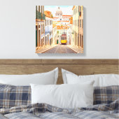 Waterverf van Pantheon Alfama in Lissabon Canvas Afdruk (Insitu (Slaapkamer))