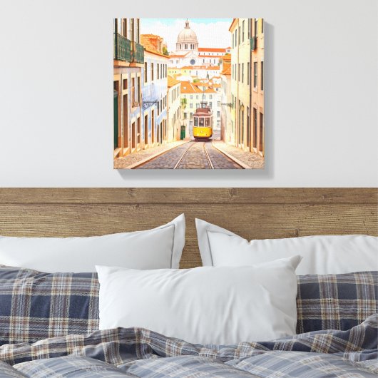 Waterverf van Pantheon Alfama in Lissabon Canvas Afdruk (Insitu (Slaapkamer))