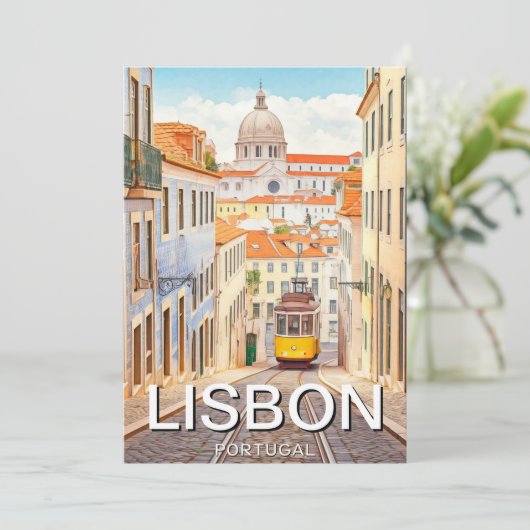 Waterverf van Pantheon Alfama in Lissabon Feestdagenkaart (Staand voorkant)