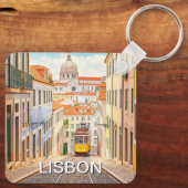 Waterverf van Pantheon Alfama in Lissabon Sleutelhanger (Achterkant)