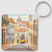 Waterverf van Pantheon Alfama in Lissabon Sleutelhanger (Achterkant)