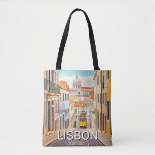 Waterverf van Pantheon Alfama in Lissabon Tote Bag