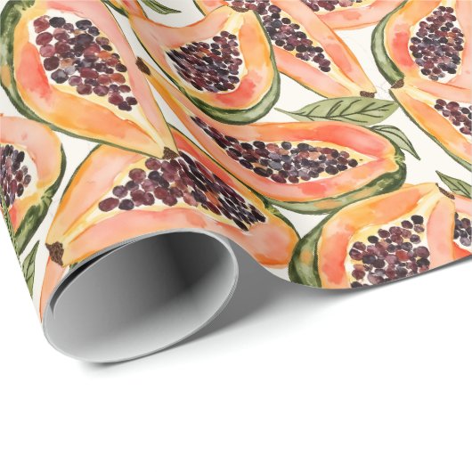 Waterverf van papajavruchten cadeaupapier (Rol Hoek)