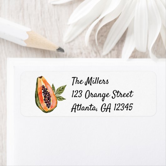 Waterverf van papajavruchten etiket (Insitu)