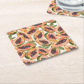 Waterverf van papajavruchten kartonnen onderzetters (Schuin)