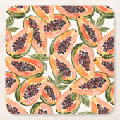 Waterverf van papajavruchten kartonnen onderzetters (Voorkant)