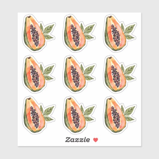Waterverf van papajavruchten sticker (Vel)