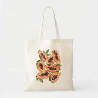 Waterverf van papajavruchten tote bag