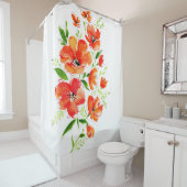 Waterverf van papaverbloemen voor sierdoeleinden douchegordijn (In situ)