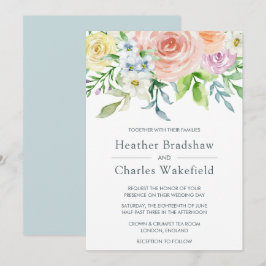 Waterverf van pasta Floral Wedding Kaart