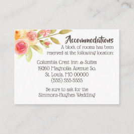 Waterverf van pasta Florals Wedding Accommodations Informatiekaartje