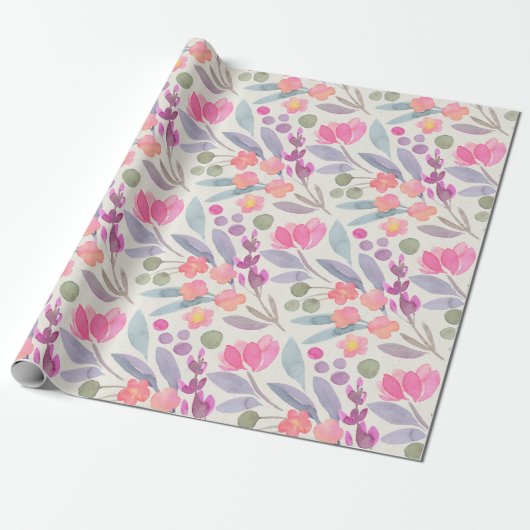 Waterverf van pasta's (Floral wrapping) Cadeaupapier (Uitgerold)