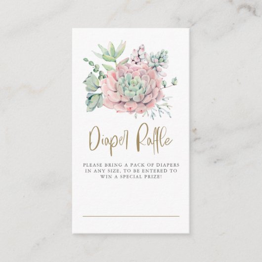 Waterverf van pasta's Succulent in luierspoeling Informatiekaartje (Voorkant)