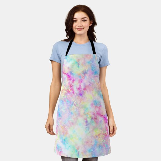 Waterverf van pasteelregenboogkleurige kleurstof schort (Gedragen)